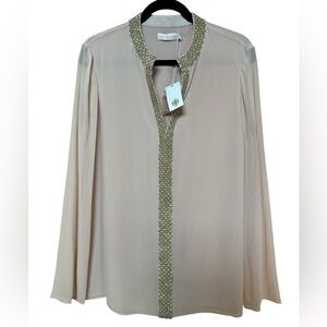 ⭐️NWT⭐️Tory Burch Silk Blush Champagne with Gold Beading Lynn Tunic
